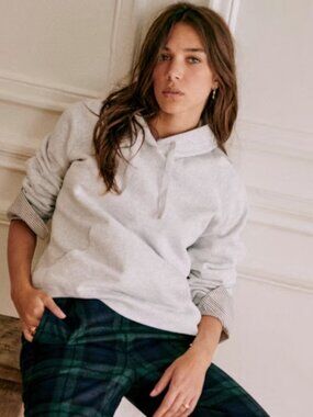 Sezane Lexi Hooded Sweatshirt XS Mottled Grey